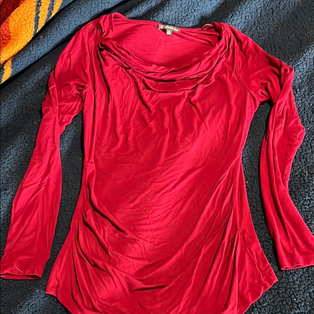Adrianna Papell Dark Red Blouse with Draped Neckline